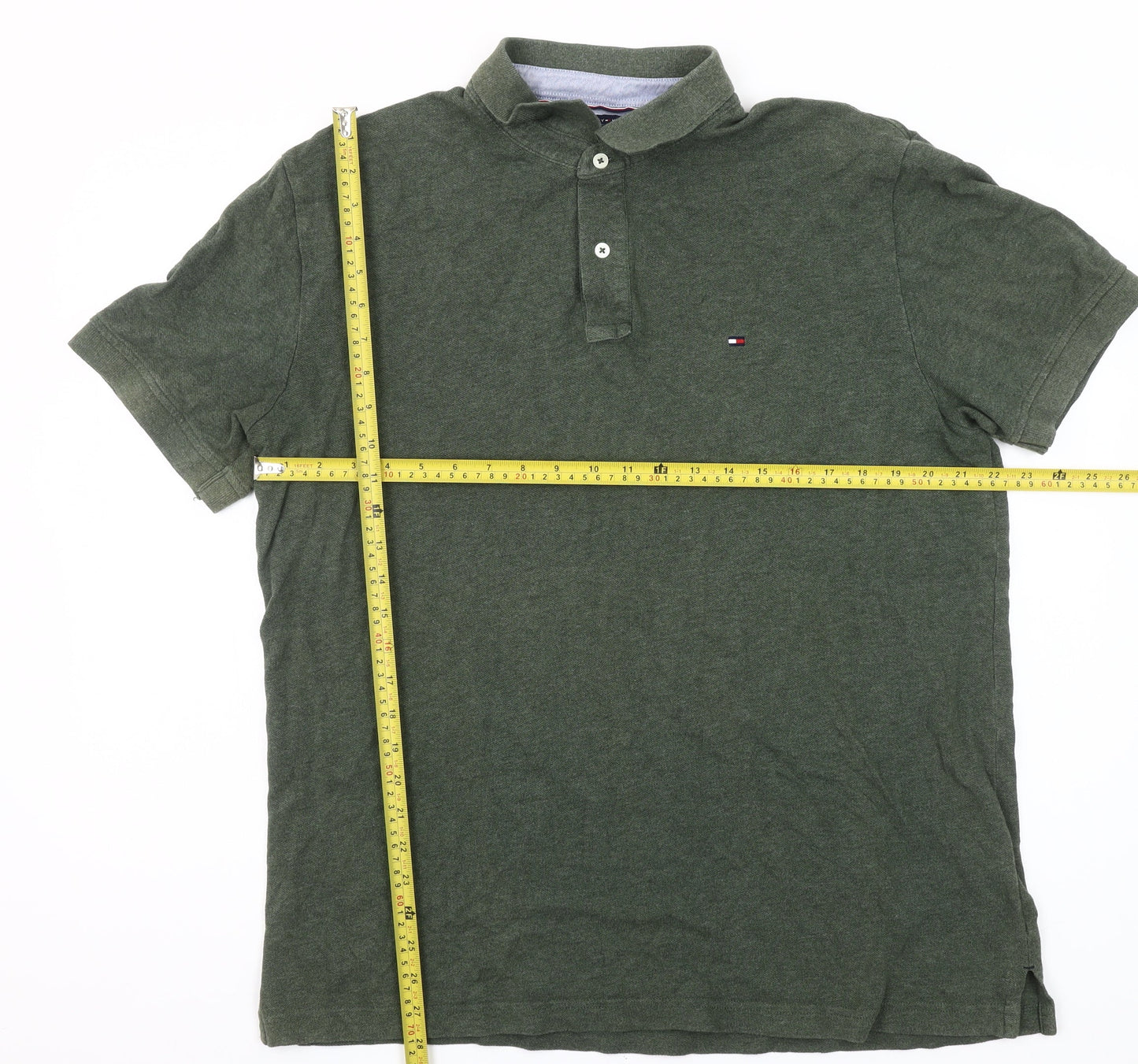 Tommy Hilfiger Men’s Green Cotton Polo Shirt XL Short Sleeve Classic Fit