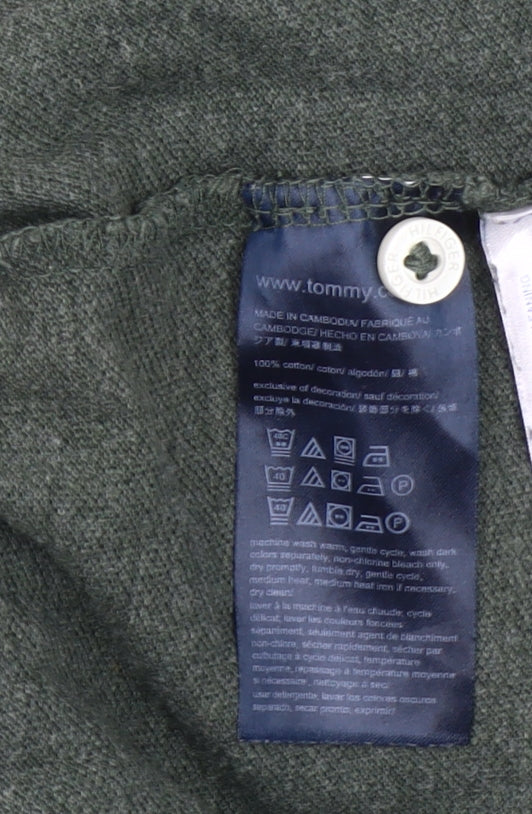 Tommy Hilfiger Men’s Green Cotton Polo Shirt XL Short Sleeve Classic Fit