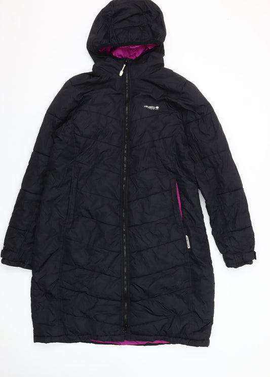 Regatta Women's Black Long Hooded Puffer Coat Size 14
