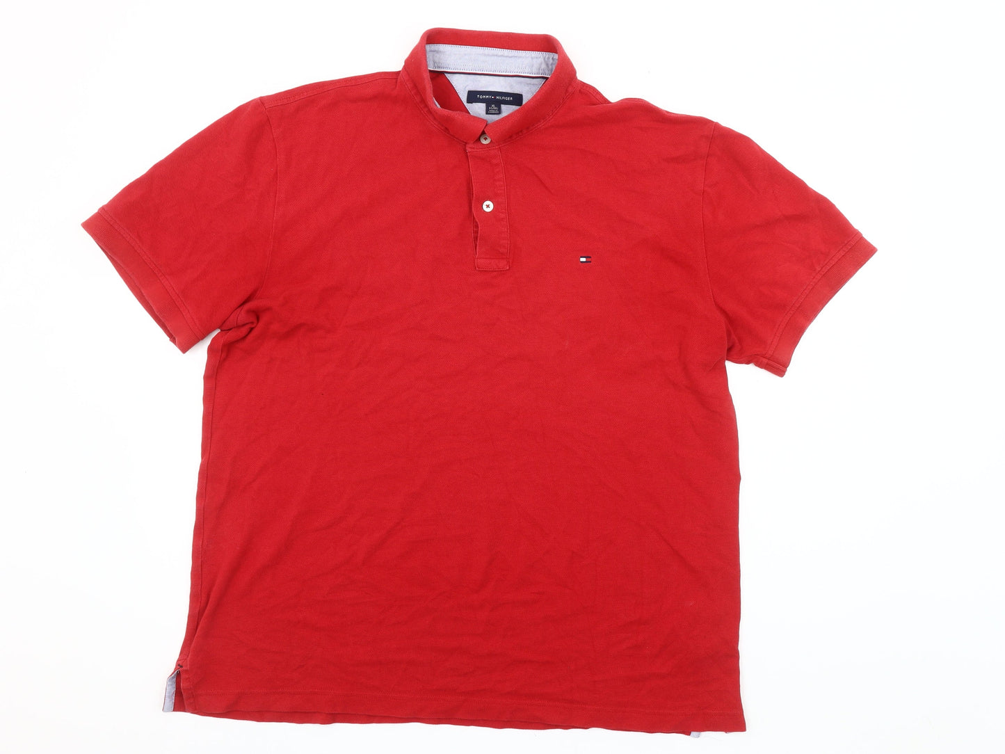Tommy Hilfiger Men's Red Cotton Short Sleeve Polo Shirt XL