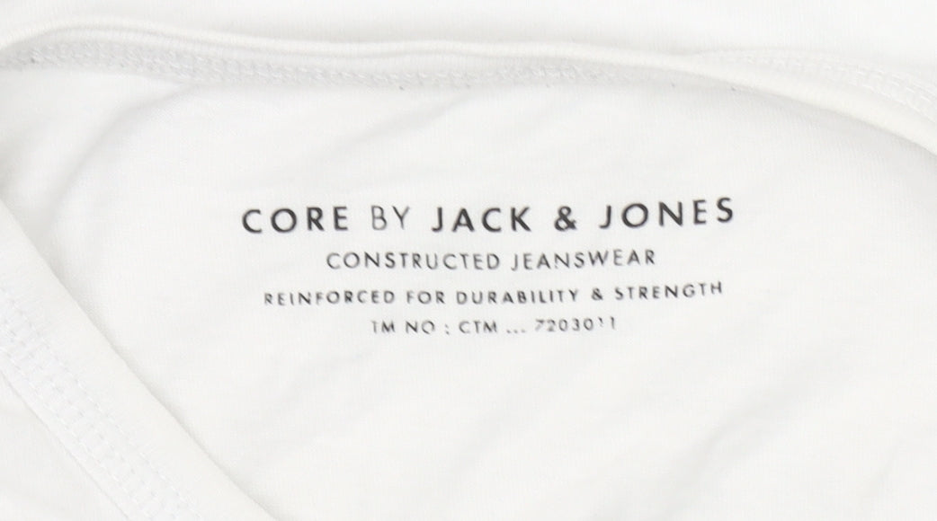 Jack & Jones Men's White 2XL Graphic CORE Jersey T-Shirt