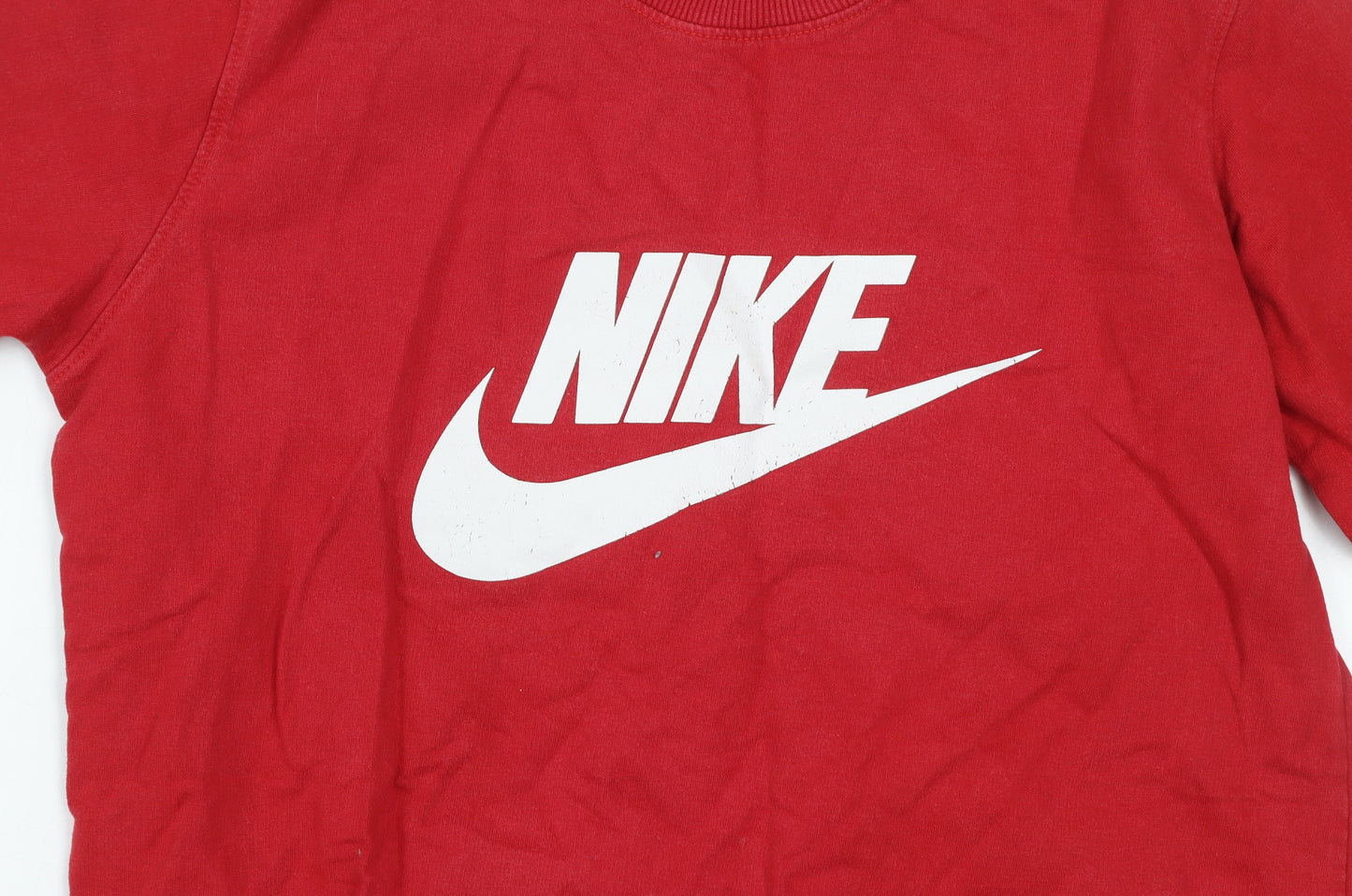 Nike Boys Red Logo Pullover Sweatshirt L Long Sleeve Crew Neck