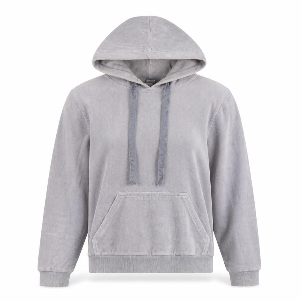 Oasis Women’s Grey Velour Pullover Hoodie Size S