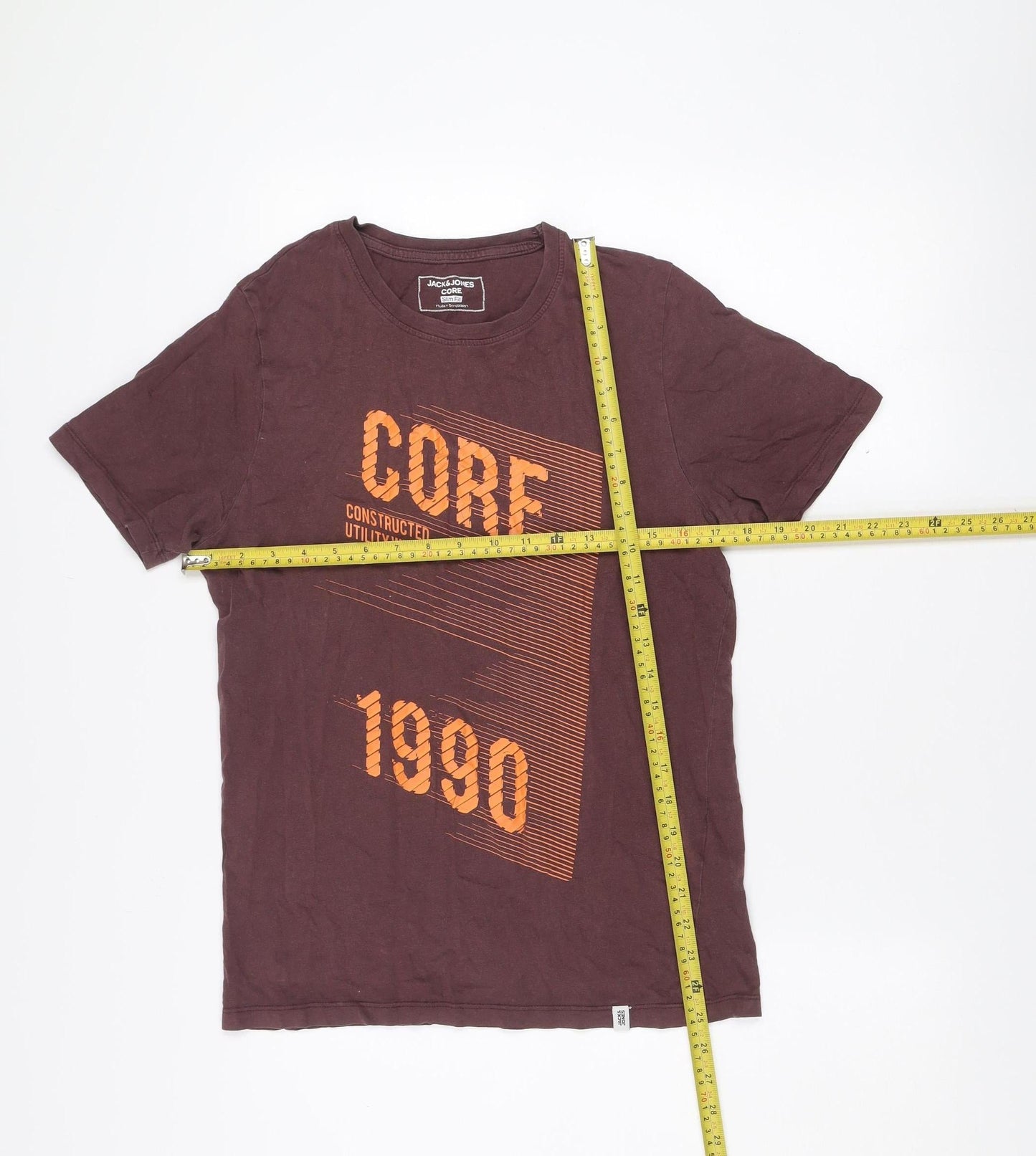 Jack & Jones Men’s Brown Slim Fit Core 1990 Graphic Cotton T-Shirt Size M