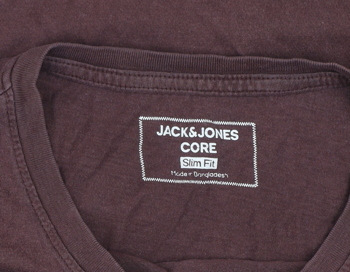 Jack & Jones Men’s Brown Slim Fit Core 1990 Graphic Cotton T-Shirt Size M