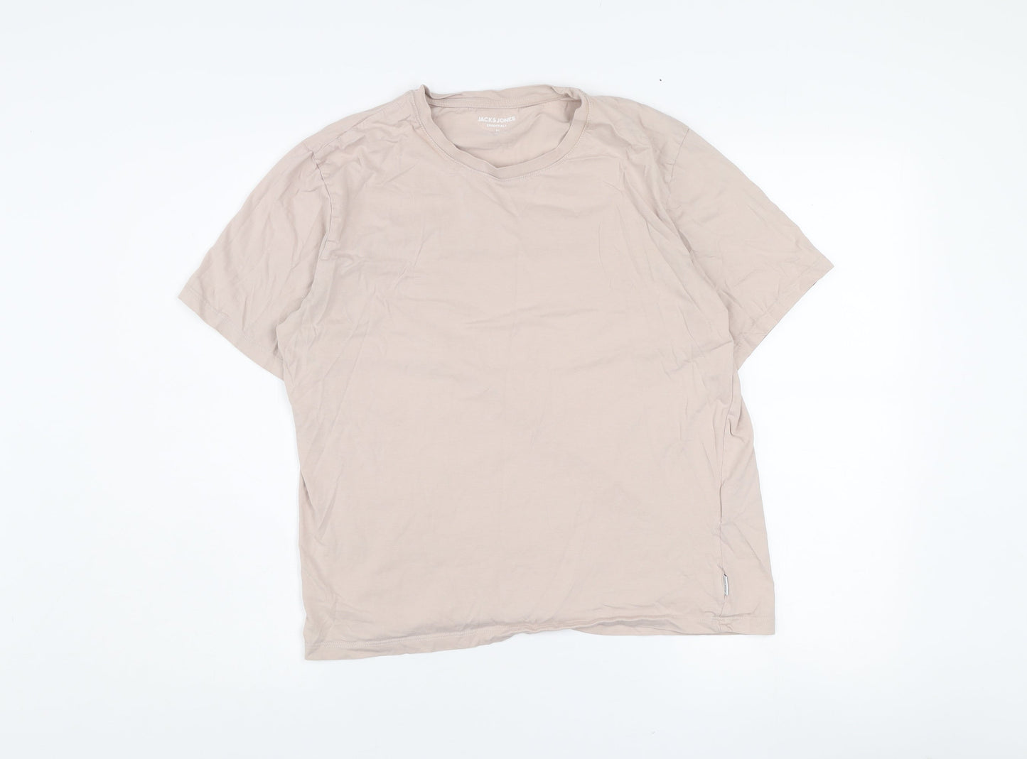 Jack & Jones Men's Beige Short Sleeve Crew Neck Regular Fit T-Shirt M