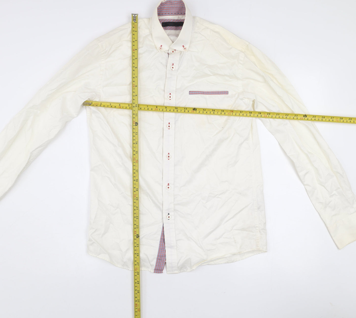 Jack & Jones Premium Men's Ivory Long Sleeve Button-Up Shirt Size S