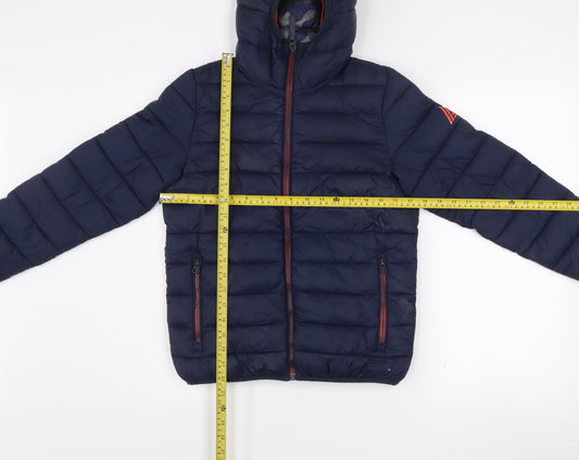 Next Boys Blue Hooded Puffer Jacket 11 Years Nylon Winter Coat
