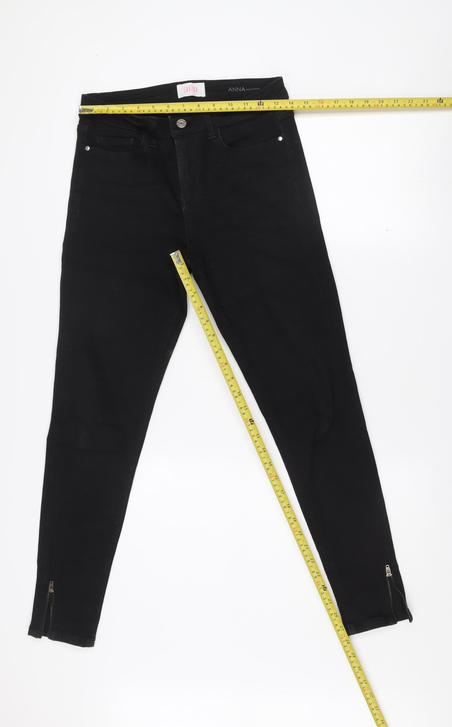 Savida Women’s Black Ankle Grazer Slim Fit Jeans Size 10