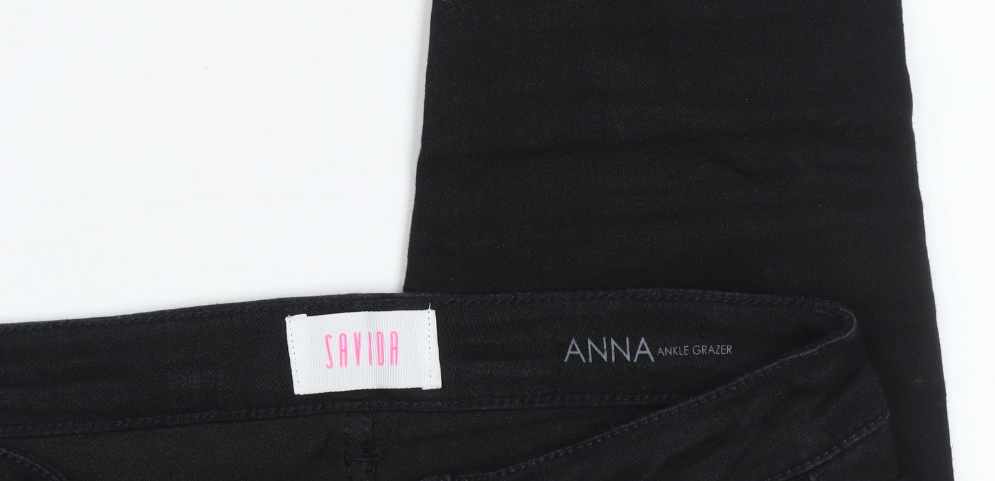 Savida Women’s Black Ankle Grazer Slim Fit Jeans Size 10