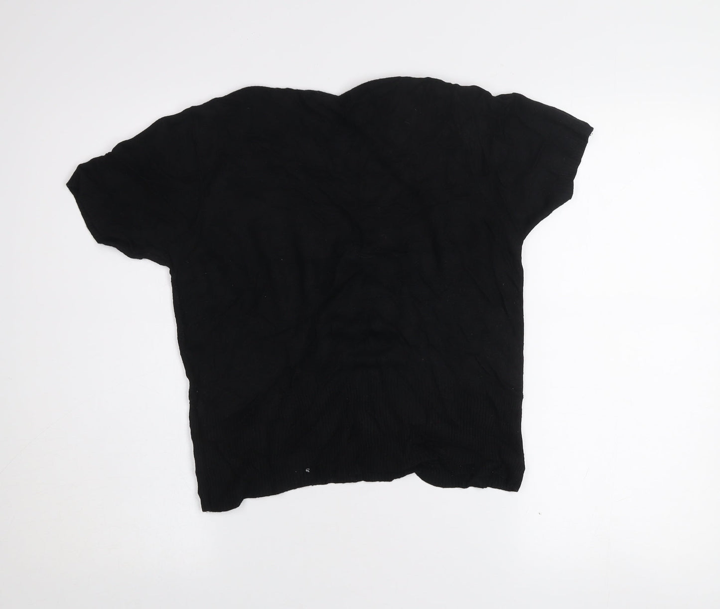 St. Bernard Women Black Wool Knit Short Sleeve Top Size 14