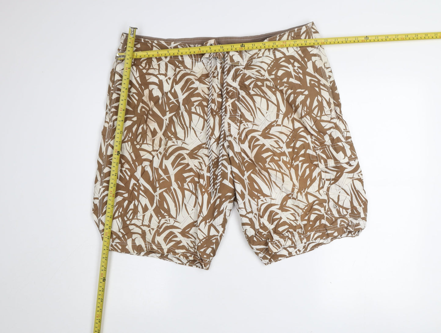 Marks and Spencer Men's Beige Palm Print Swim Shorts XL