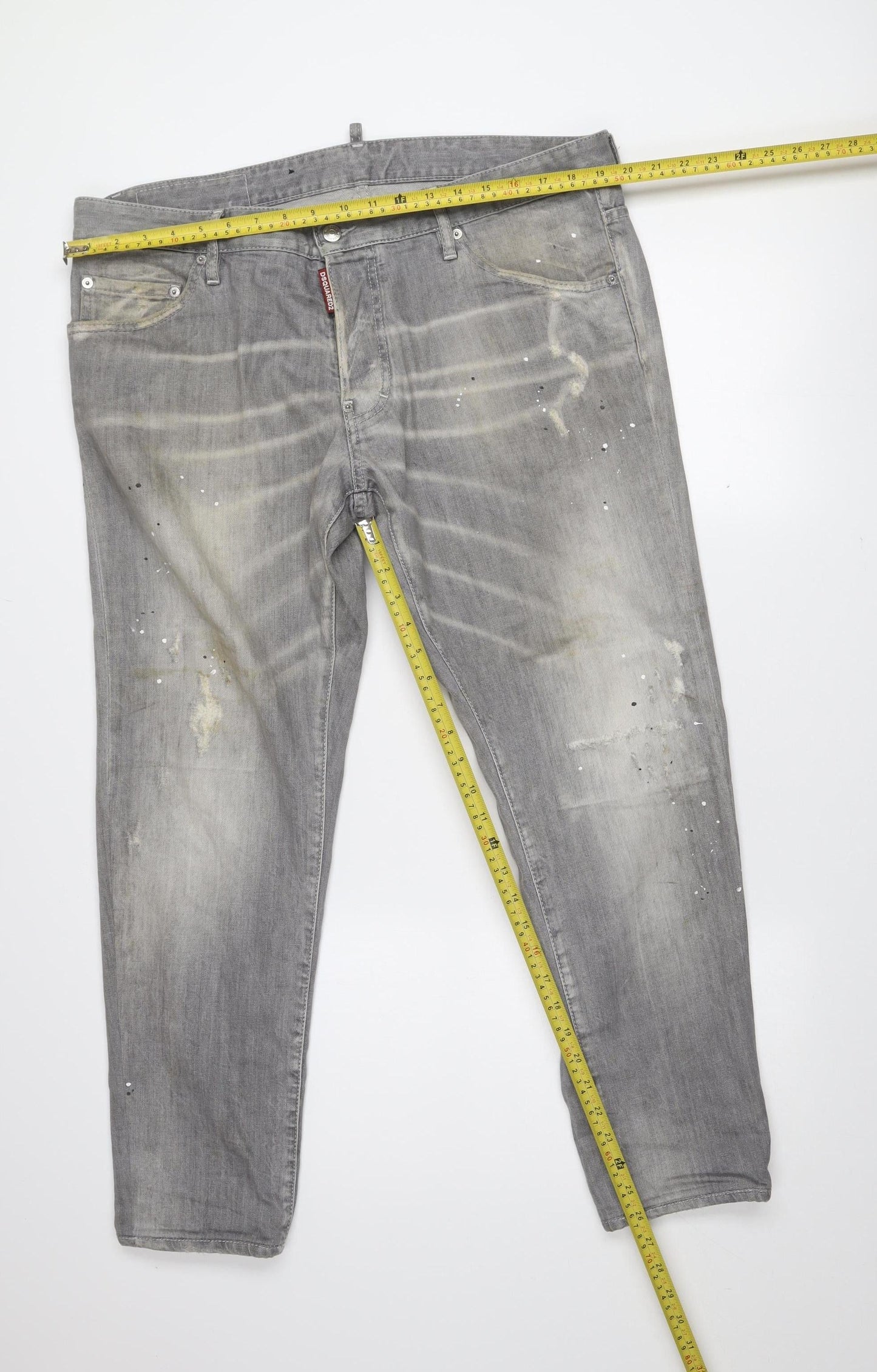 DSQUARED2 Men's Grey Cool Guy Distressed Straight Jeans Size 54