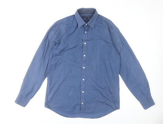 Tommy Hilfiger Men's Blue Regular Fit Cotton Formal Shirt L
