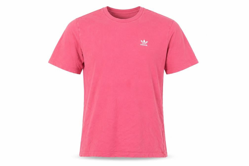 Front view of Adidas men’s pink crew neck short sleeve cotton t-shirt l