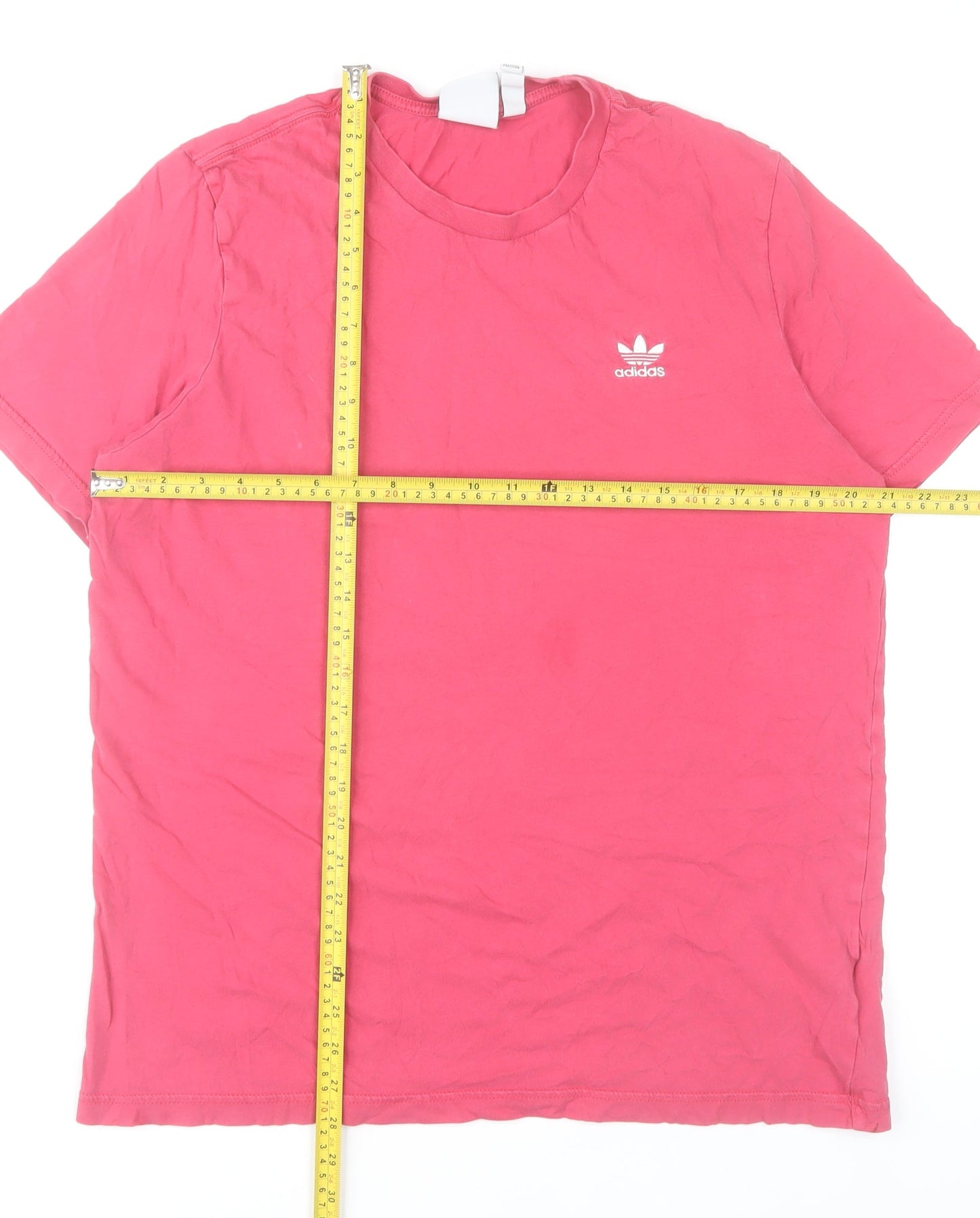 Adidas Mens Pink Crew Neck Short Sleeve Cotton T-Shirt L