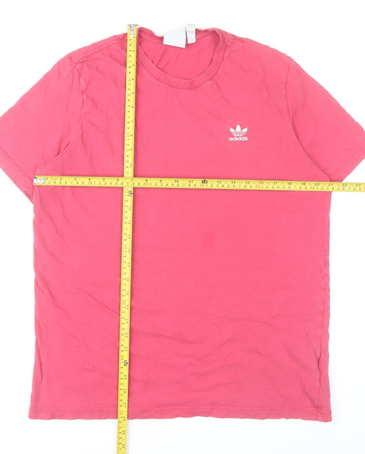Adidas Mens Pink Crew Neck Short Sleeve Cotton T-Shirt L