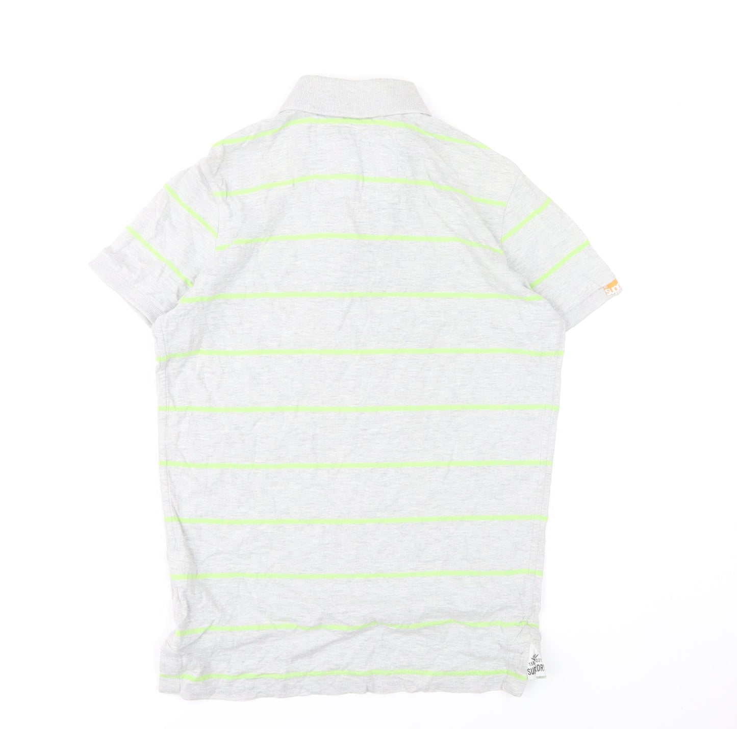 Superdry Men's Grey Striped Polo Shirt Size M Classic Fit