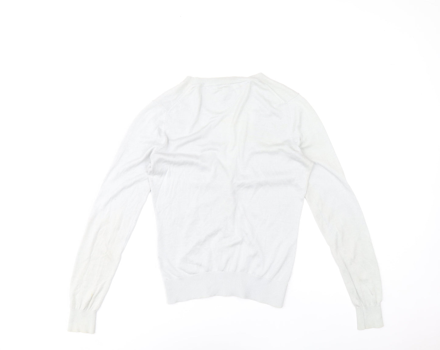 Tommy Hilfiger Womens White Cotton Knit V-Neck Cardigan Size S