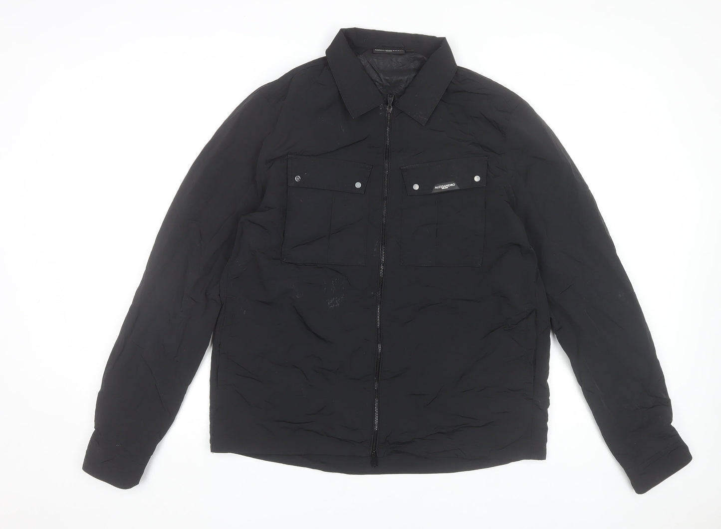 Alessandro Zavetti Men's Black Nylon Full Zip Casual Jacket L