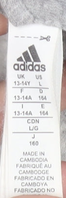 Adidas Boys Grey Full Zip Hoodie 13-14 Years Lined Cotton Blend