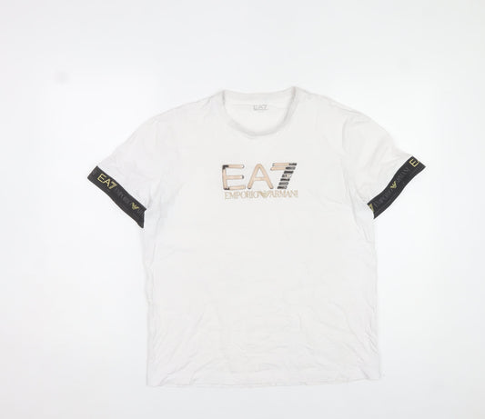 Emporio Armani EA7 Men's White Logo Crew Neck T-Shirt Size M