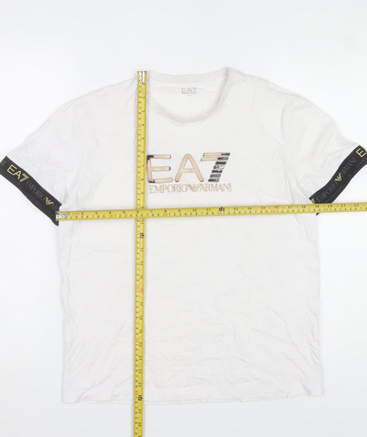 Emporio Armani EA7 Men's White Logo Crew Neck T-Shirt Size M