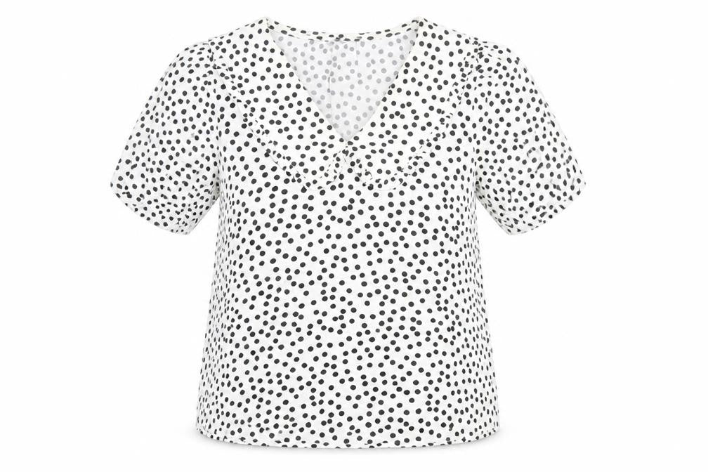 Marks and Spencer Womens Ivory Polka Dot V-Neck Ruffle Blouse Size 8