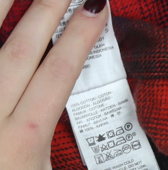 Levi's Men's Red Checked Flannel Jackson Worker Shirt Size M Relaxed Fit