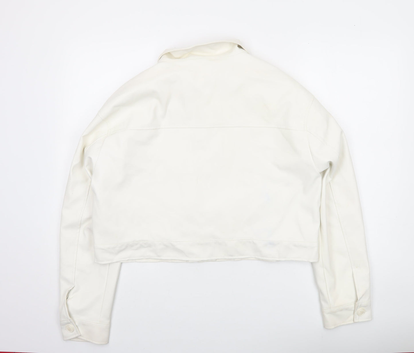Threadbare Womens Ivory Faux Leather Cropped Jacket Size 16