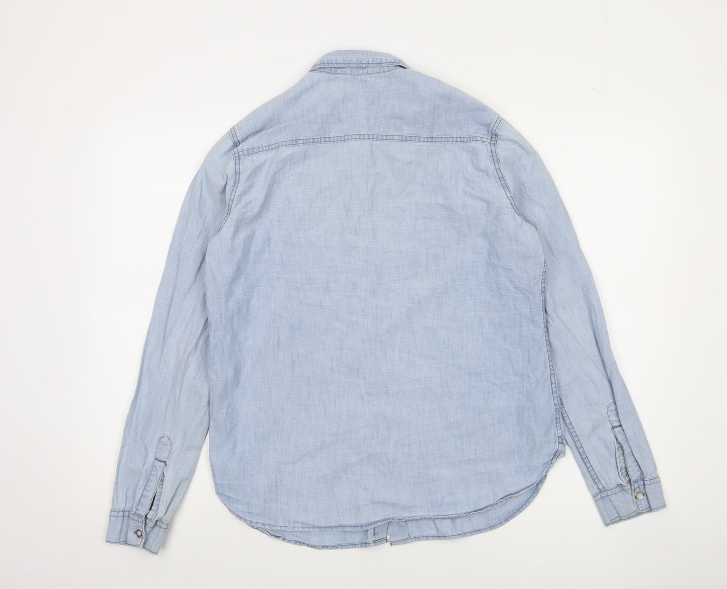 Gap 1969 Men's Blue Chambray Long Sleeve Button-Up Shirt M
