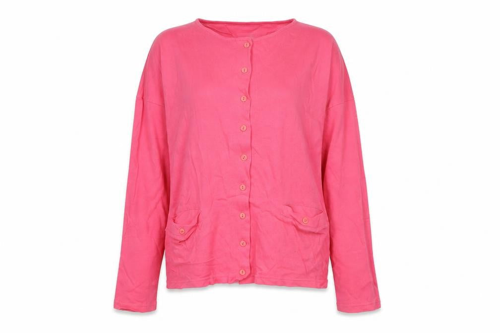 St. Bernard Women Pink Cotton Button-Up Long Sleeve Top One Size