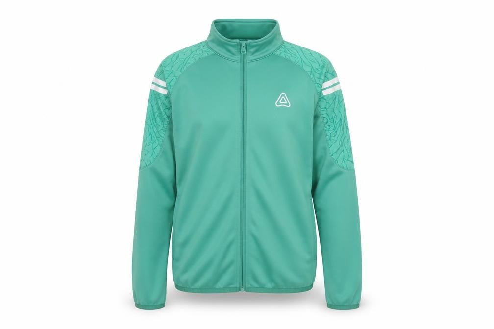 Front view of Azzurri boys’ green 10-11 years 1/4 zip sports sweatshirt