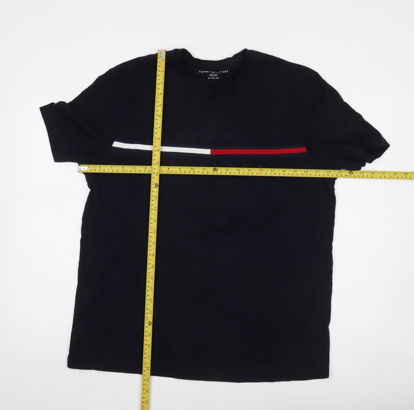 Tommy Hilfiger Men's Black XL Slim Fit Cotton Crew Neck T-Shirt