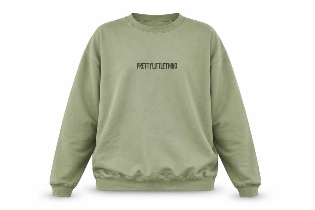 PrettyLittleThing Men Green Logo Pullover Sweatshirt L Regular