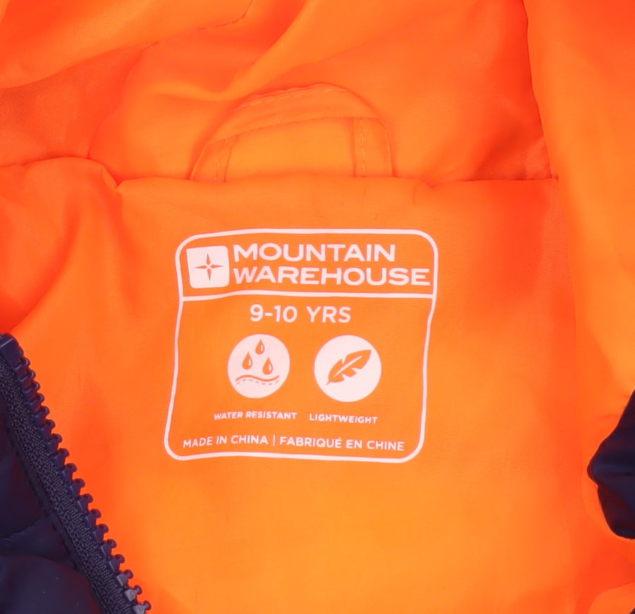Mountain Warehouse Boys Blue Hooded Puffer Jacket 9-10 Years Water Resistant