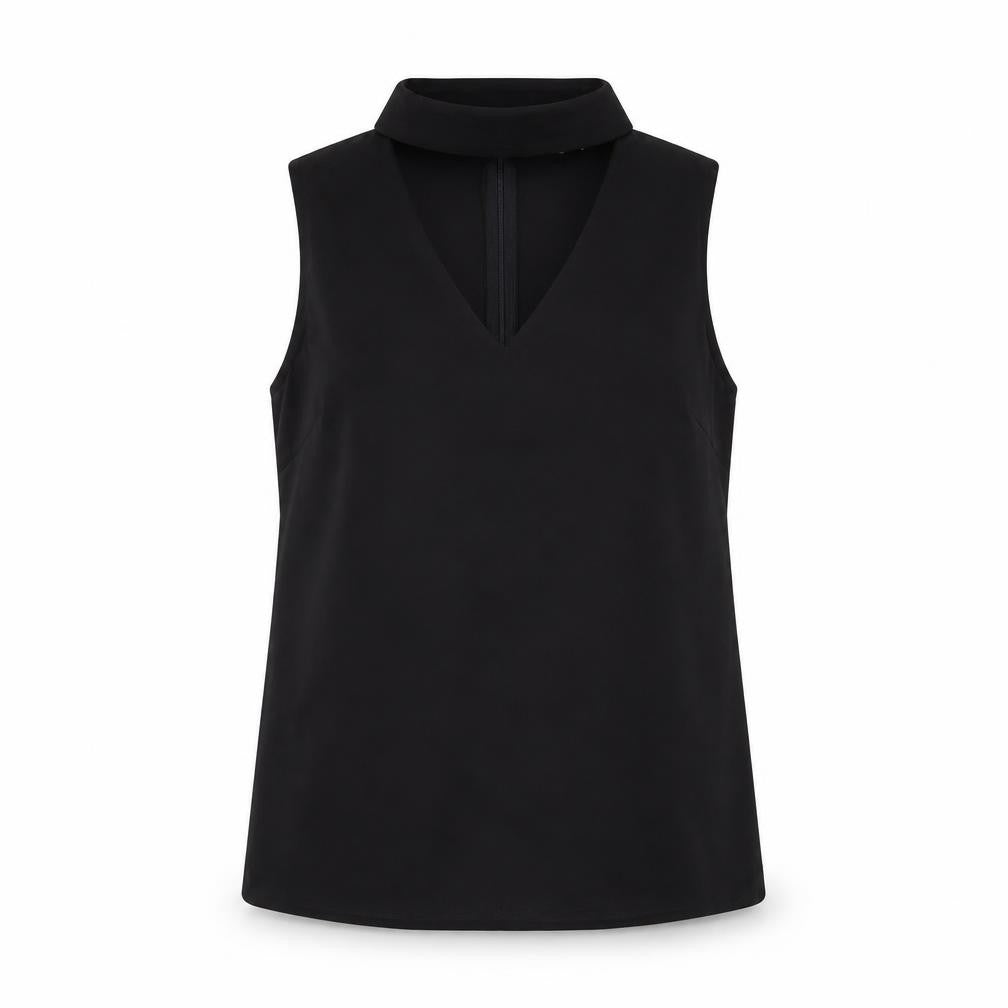 Lulu Love Women's Black Sleeveless V-Neck Polyester Blouse M