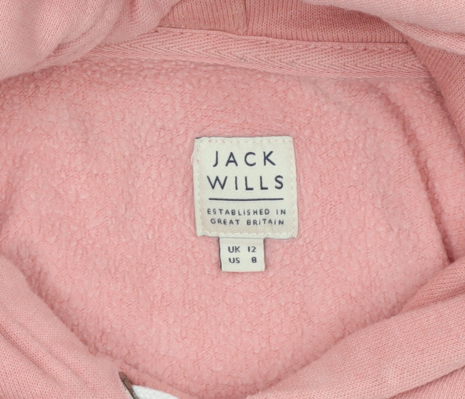 Jack Wills Womens Pink Hooded Pullover Sweatshirt UK 12 Hoodie