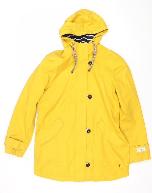 Joules Womens Yellow Waterproof Rain Coat Jacket Size 10 Hooded