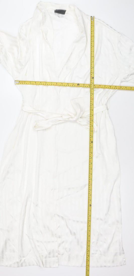 Francis Brenman Women's White Satin Kimono Robe M