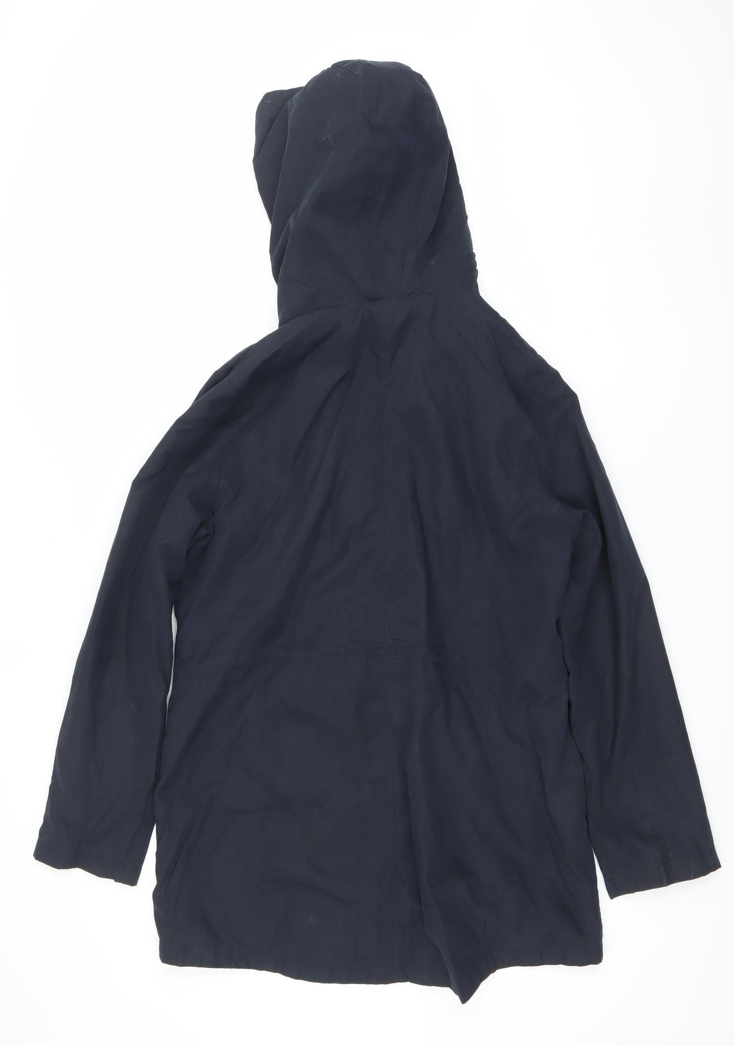 M&Co Womens Blue Hooded Parka Jacket Size 14 Lined Mid-Length