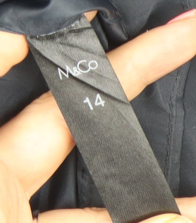 M&Co Womens Blue Hooded Parka Jacket Size 14 Lined Mid-Length
