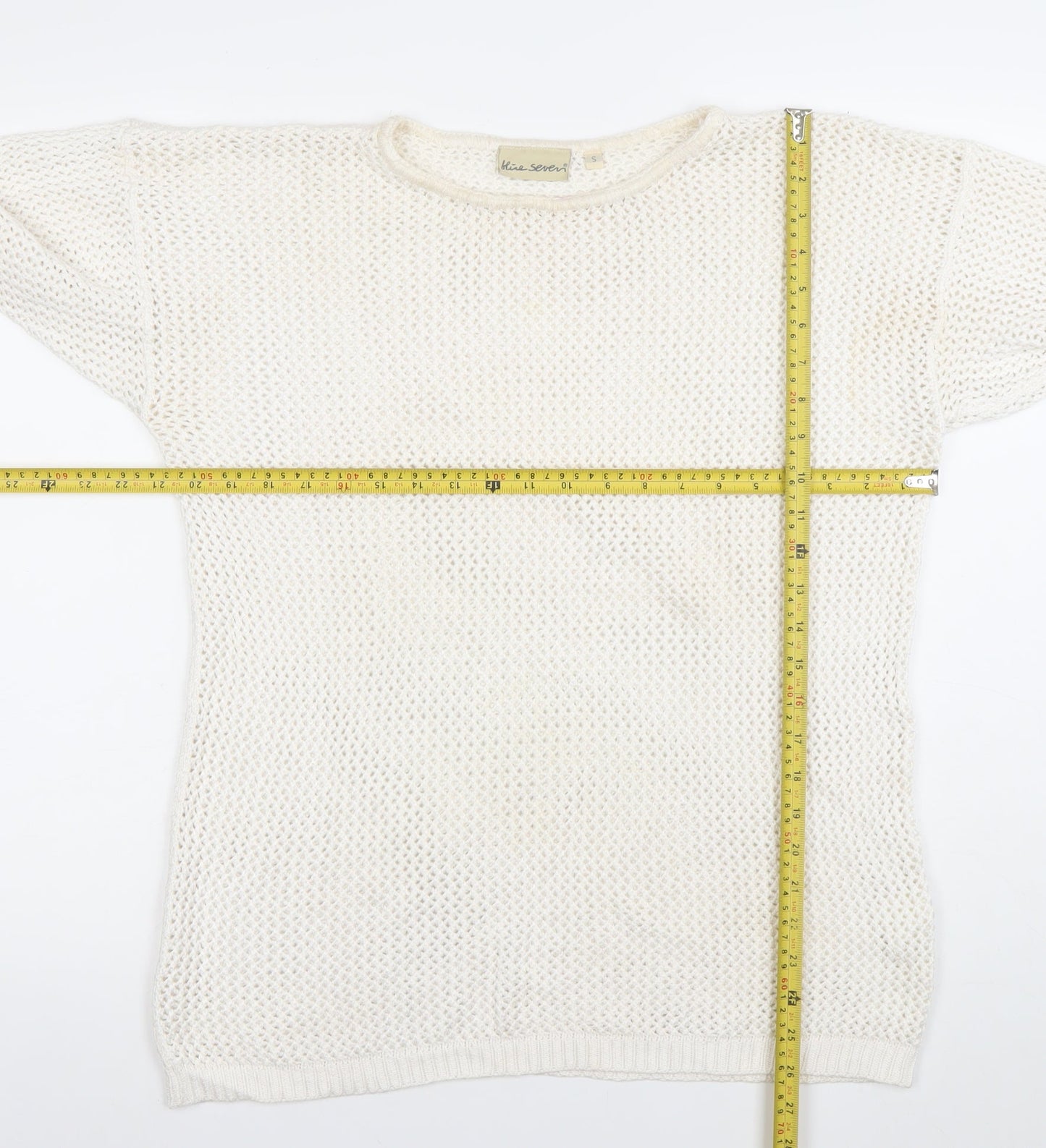Blue Seven Women’s Ivory Open-Knit Cotton Pullover Jumper Size S