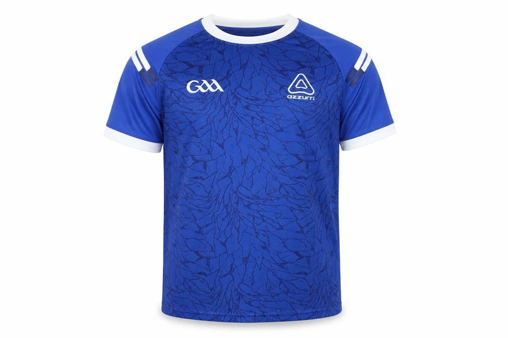 Front view of Azzurri boys’ blue short sleeve football jersey sports t-shirt 10-11 years