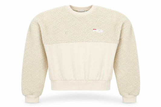 Womens UK XS Relaxed FILA Beige Pullover Sweatshirt