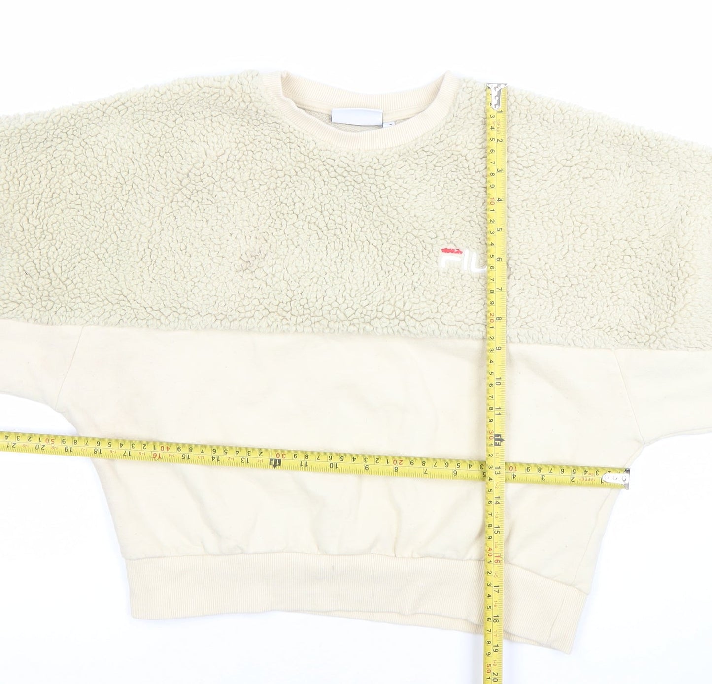 FILA Womens Beige XS Pullover Sherpa Fleece Sweatshirt