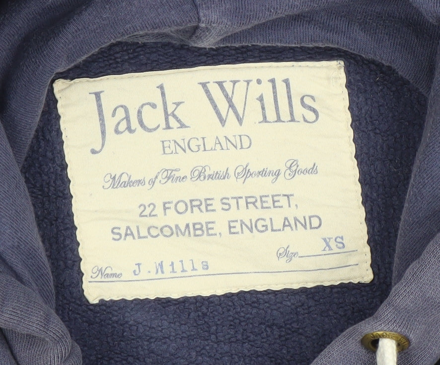 Jack Wills Men's Blue XS Pullover Hoodie with Logo Print
