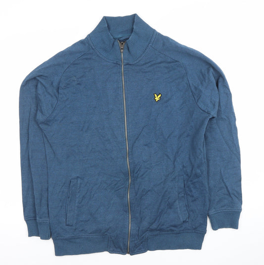 Lyle & Scott Men Blue Full Zip Sweatshirt Size M Cotton Blend