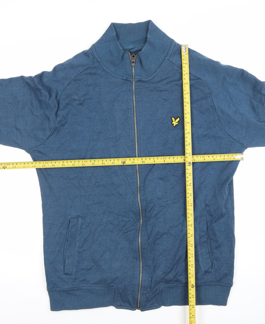 Lyle & Scott Men Blue Full Zip Sweatshirt Size M Cotton Blend