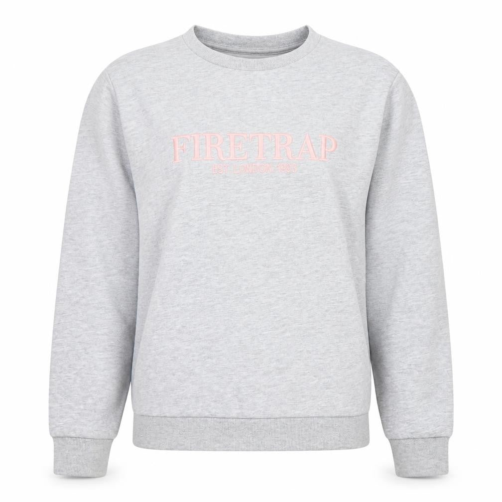 Womens UK 8 Regular Firetrap Grey Pullover Sweatshirt